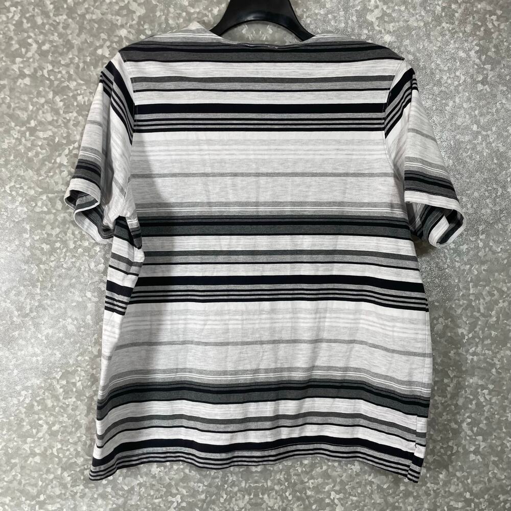 Classic Elements Gray Striped Button Front Top - … - image 5